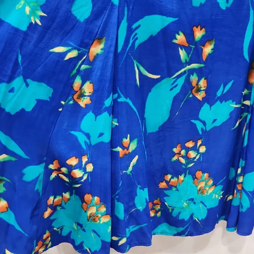 Coldwater Creek Vibrant Blue Floral Maxi Skirt